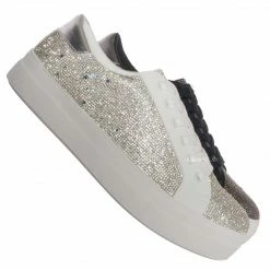 Soda Zeno Rhinestone Crystal Platform Sneaker - Womens Bling Athleisure Shoe