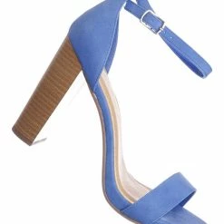 Delicious ShinerD Block Heel Ankle Strap Sandal 4 Inch High, Women Thin Strappy Formal Open Toe Minimalist Chunky Dress Shoes New