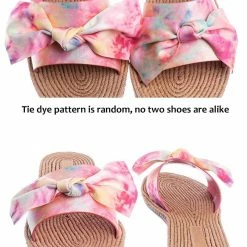 Bamboo Athena12 Espadrille Woven Knotted Bow Slides - Jute Rope Weaved Slip On Sandal