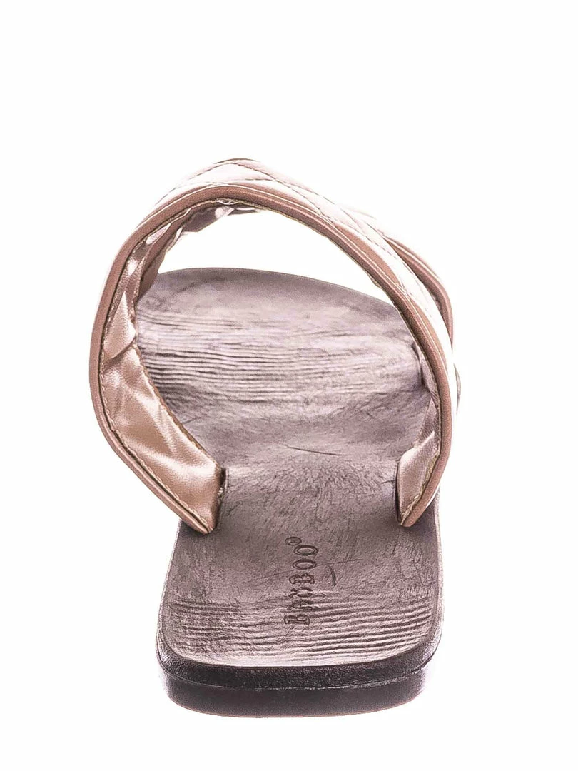 Bamboo Moonbeam65 Quilted Double Strap Slides - Summer Slip On Flat Slipper Sandal