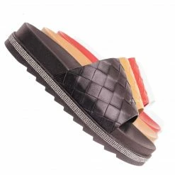 Forever Link Great12 Rhinestone Woven Flatform Sandal - Women Platform Slides New
