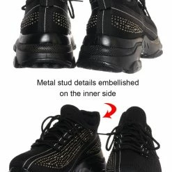 Bamboo New Hana47 Rhinestone Studded Knit Nylon Stretch Sneaker