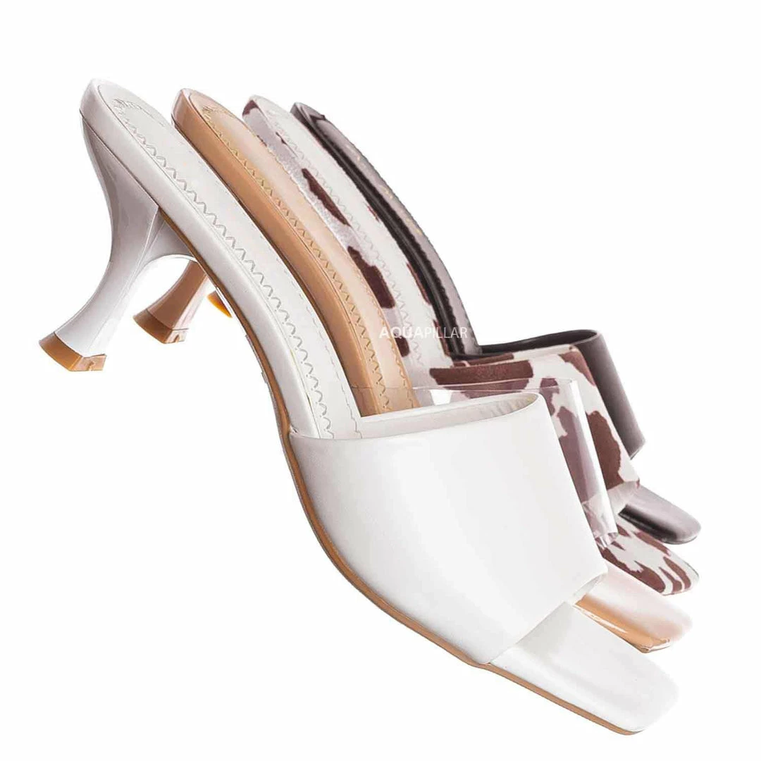 Anne Michelle Align03 Square Toe Slide In Mule - Women High Heel Slipper Cow Vinyl New