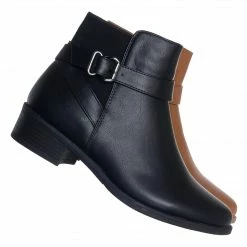 Top Moda Alana1 Elastic Chelsea Belted Ankle Bootie, Moto Block Heel Cowboy Biker Boot