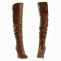 Forever Link Focus33 High Heel Wrinkled Slouchy Dress Boots - Stretch Foldable Over Knee New