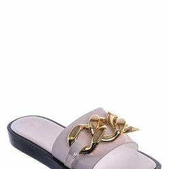 Bamboo New SideKick11 Padded Flatform Slpper W Oversize Chain - Womens Molded Footbed Slide