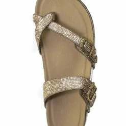 Bamboo Berk03 Rhinestone Molded Footbed Sandal - Women Crystal Slide In Contour Insole New