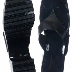 Liliana Rudy4 Jelly Slide In Clog Thong Heel Sandal, Womens PVC Slippers