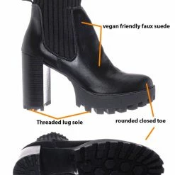 Bamboo Intense01 Chelsea Boots W Elastic Knit Sweater Sock - Threaded Lug Sole Bootie New