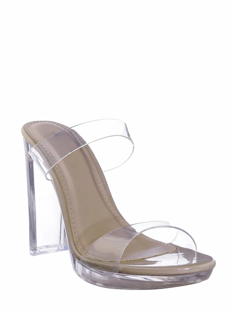Soda Known Clear Acrylic Platform Heel Sandal - Womens Cinderella Neon Clear Slipper