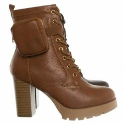 Forever Link New Match18 Fashion Combat Bootie W Pocket Pouch - Women Heel Ankle Boot