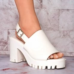 Soda New Marry Slingback Block Heel Clog, Women Lug Sole Shoes