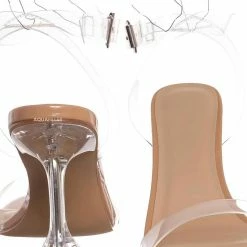Anne Michelle Pleasure05 Clear High Heel Glass Sandal, Women Lucite Vinyl Shoe New