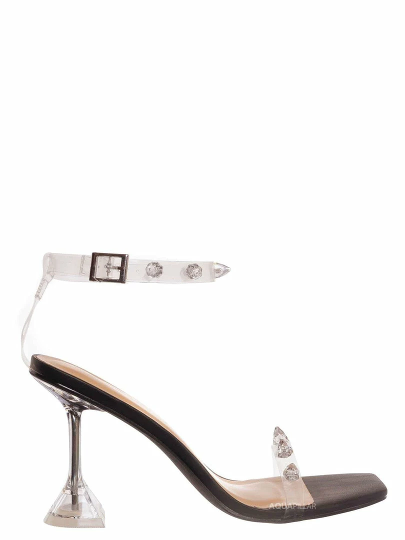 Anne Michelle Pleasure03 Clear Studded High Heel Women's Dress Sandal New