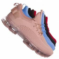 La Shailah Flow89 Stretch Elastic Mesh Sneaker - Festival Lace Up Rubber Air Bubble Cushion