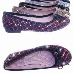 Forever Link New Karra46 Children Girls Fancy Round Toe Ballet Flat W Criss Cross Glitter