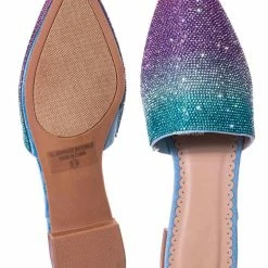 Wild Rose Elina1 Rhinestone Crystal Embellished Flat Mule - Womens Fancy Shiny Pointy Shoe