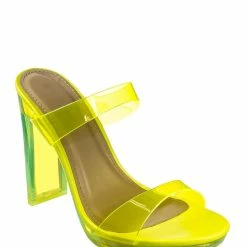 Soda Known Clear Acrylic Platform Heel Sandal - Womens Cinderella Neon Clear Slipper