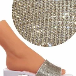 Forever Link List16 Womens Rhinestone Crystal Jelly Block Heel Mule Slide New