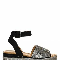 Forever Link Luxury96 Rhinestone Glitter Flatform Sandal - Women Ankle Strap Crystal Platform New