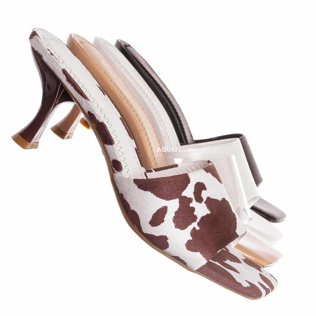 Anne Michelle Align03 Square Toe Slide In Mule - Women High Heel Slipper Cow Vinyl New