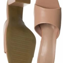 Top Moda Pita5 Block Heel Slip On Mule - Women Slide In Slipper Shoes