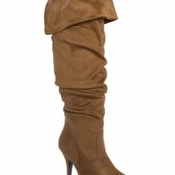 Fabulous Focus36 Knee High Foldable Wrinkle Dress Boots - Women Slouch High Heel Shoe
