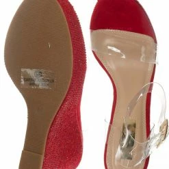 Vigo Fiore New Angelique1 Lucite Rhinestone Platform Wedge Sandal - Women Clear Dance Shoes