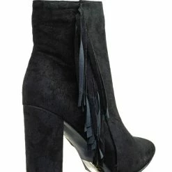 Breckelle's Lisa12 20s Retro Fringe Ankle Bootie - Flappy Tassel Block High Heel Dress Boots
