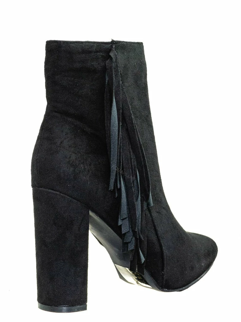 Breckelle's Lisa12 20s Retro Fringe Ankle Bootie - Flappy Tassel Block High Heel Dress Boots