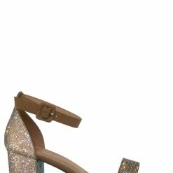 Delicious Crete Rhinestone Block Heel Sandal - Women Dance Shoes New