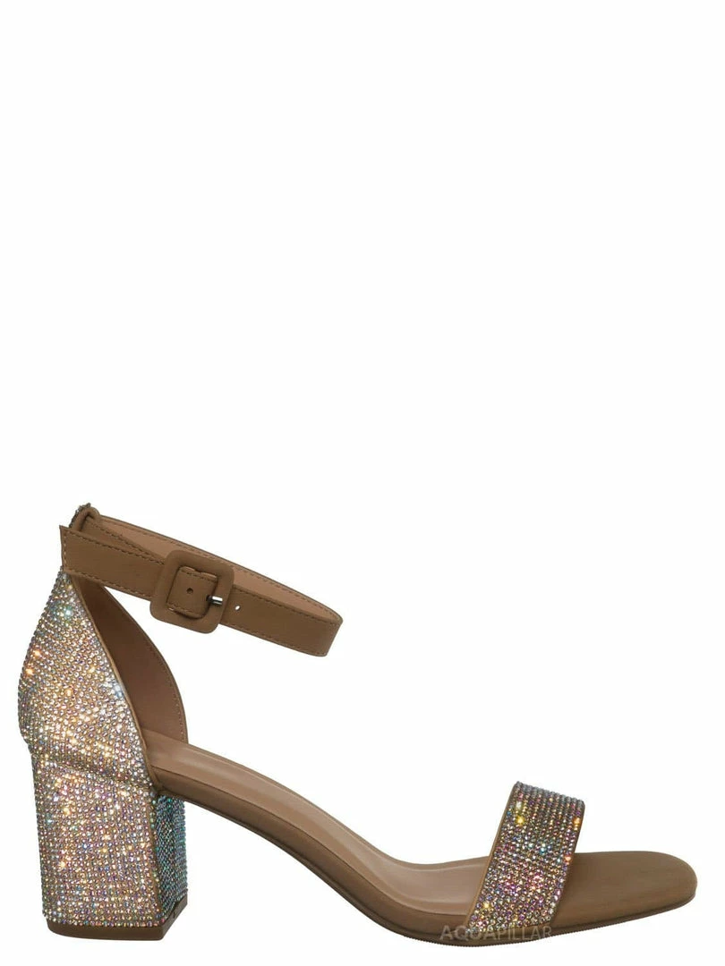 Delicious Crete Rhinestone Block Heel Sandal - Women Dance Shoes New