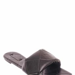 Bamboo New Block22 Quilted Flat Slipper Sandal - Womens Open Square Toe Slides