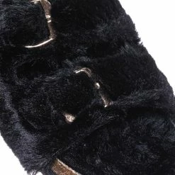 Bamboo New Defeat63 Faux Fur Molded Footbed Slipper - Furry Slide In Cork Slide Sandal