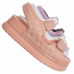 Bamboo Reiki03 Quilted Footbed Flatform Sandal - Women's Comfy Molded Shoe