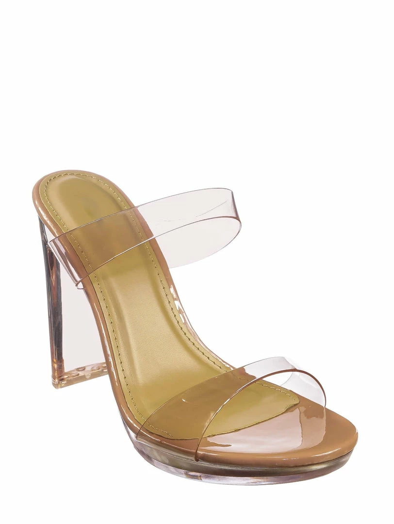 Soda Known Clear Acrylic Platform Heel Sandal - Womens Cinderella Neon Clear Slipper