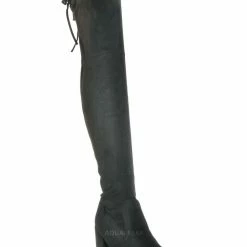 Forever Link New Life30 Thigh High Block Heel Boots - Women Rear Tie Shoe