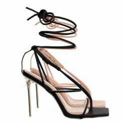 Wild Diva Bonia03 Spaghetti Strap Leg Wrap Sandal - Womens Dress Heel