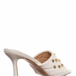 Forever Link Square07 Quilted High Heel Metal Stud Mule, Women Sandal New