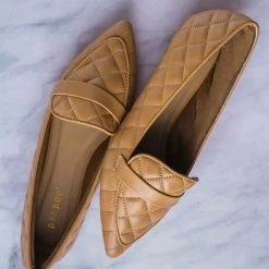 Bamboo New Justify80 Pointed Toe Quilted Loafer - Comfortable Ballet Padded Flat Shoes