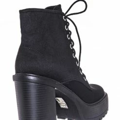 Soda Volume High Heel Combat Boots - Lace Up Military Threaded Shoes New