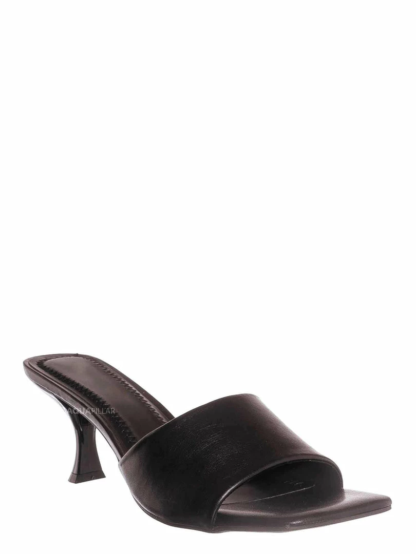 Anne Michelle Align03 Square Toe Slide In Mule - Women High Heel Slipper Cow Vinyl New