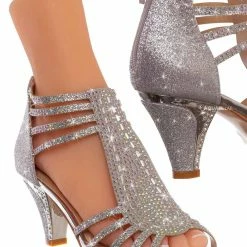 Forever Link Perform60 Rhinestone Crystal High Heel Sandal - Women Glitter Dress Shoes