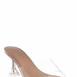 Bamboo New Water04 Clear High Heel Slip-On Mule, Womens Lucite Sandal