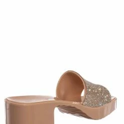 Forever Link List16 Womens Rhinestone Crystal Jelly Block Heel Mule Slide New