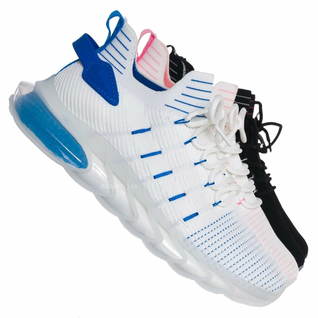 La Shailah Format11 Elastic Knitt Mesh Rubber Sneaker, Athleisure Tennis Trainer Shoes