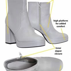 Bamboo Underlined01 Platform Block Heel Bootie - Women Croc & Suede Ankle Pump Boot New