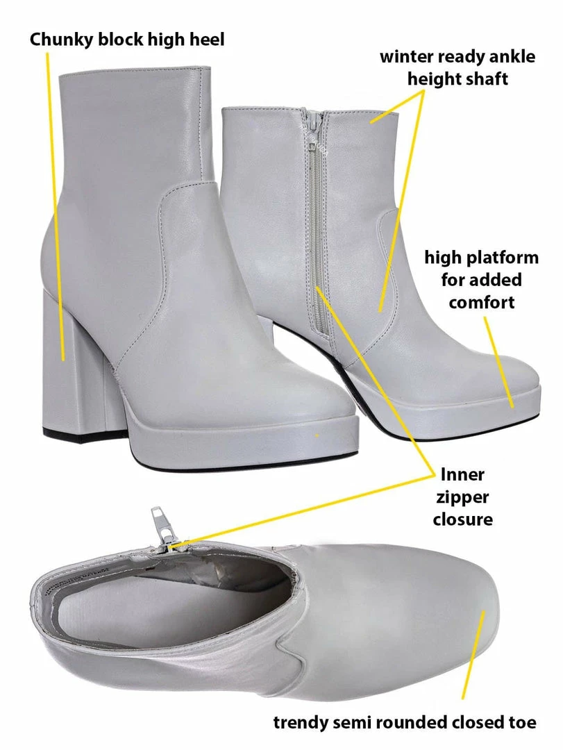 Bamboo Underlined01 Platform Block Heel Bootie - Women Croc & Suede Ankle Pump Boot New