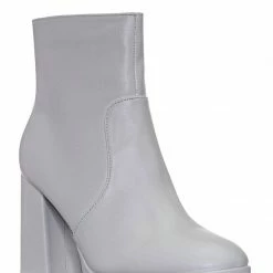 Bamboo Underlined01 Platform Block Heel Bootie - Women Croc & Suede Ankle Pump Boot New