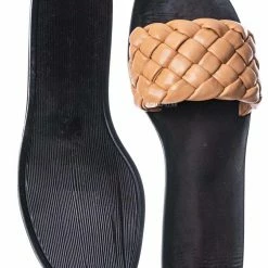 Bamboo Sunbathe78 Flat Puffy Woven Sandal - Women Summer Open Toe Slide In Weaving Mule New